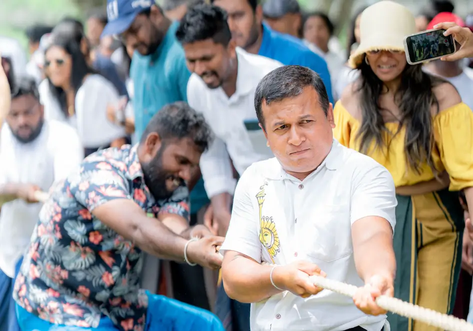 Hirdaramani employees in a tug of war event