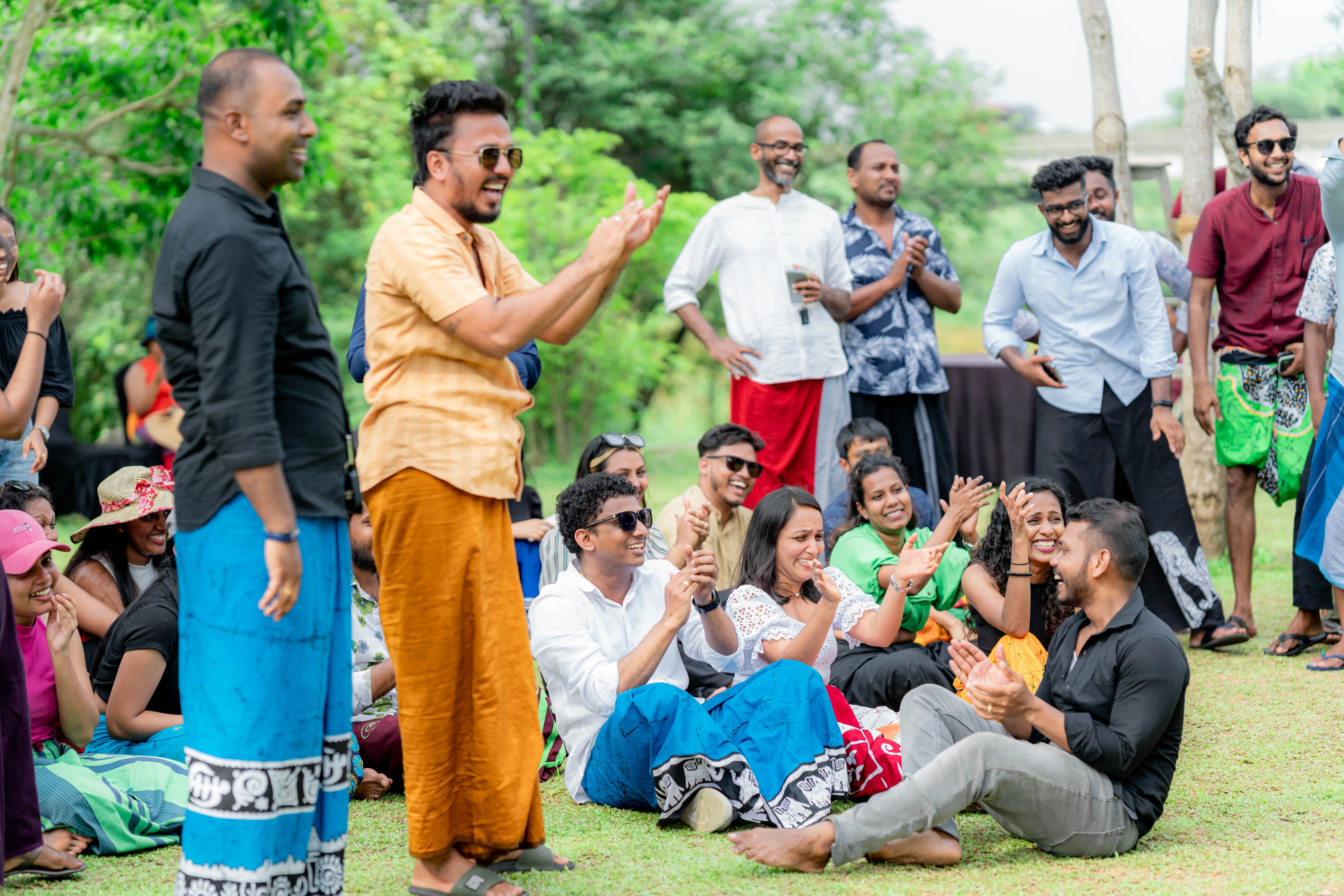 Few male and female employees of Leading apparel manufacture in Sri Lanka, Hirdaramani enjoying and singing